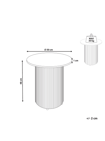 Beliani Beistelltisch LEONA in Beige/Weiß - (W) 50 x (H) 48 x (L) 50 cm