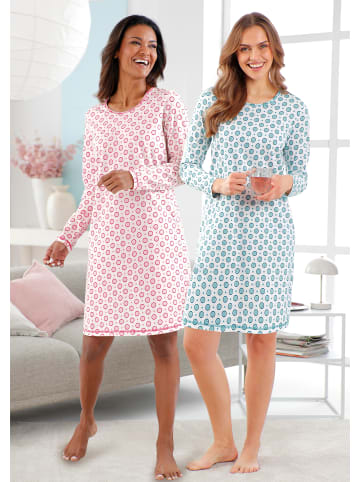WITT WEIDEN Sleepshirts in ecru-fuchsia + ecru-aquapetrol