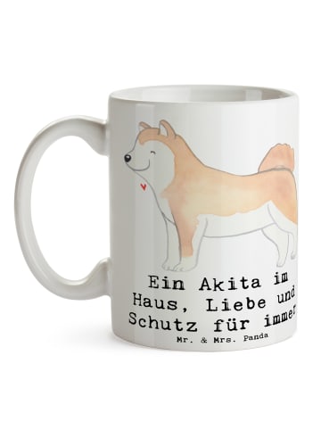 Mr. & Mrs. Panda Becher Akita Inu Liebe mit Spruch in Weiß