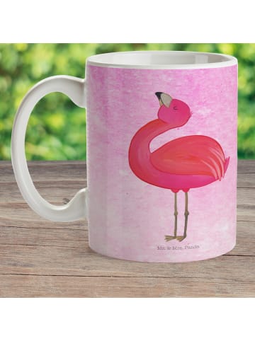 Mr. & Mrs. Panda Kindertasse Flamingo Stolz ohne Spruch in Aquarell Pink