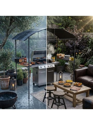 relaxdays Grill Pavillon in Anthrazit - (B)210 x (H)230 x (T)116 cm