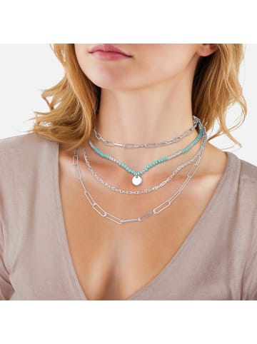 Yokoamii Kette aus Metall-Legierung mit Naturstein in silber