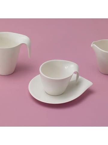 6er Set Kaffeeuntertassen Flow in Weiß 18 x 15 cm