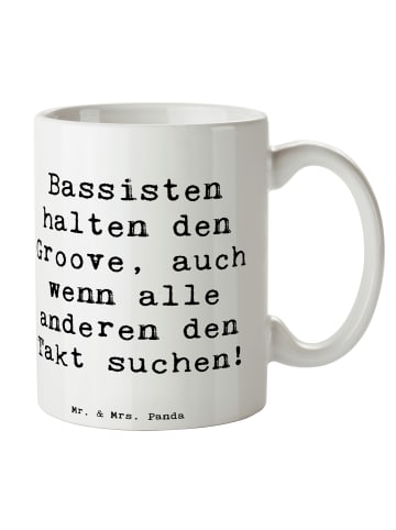 Mr. & Mrs. Panda Kaffeebecher Spruch Bassgitarre Groove mit Spruch in Weiß