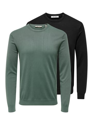 ONLY & SONS Pullover Wyler in Schwarz / hellgrün