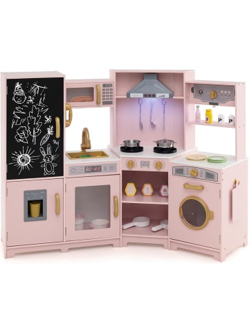 COSTWAY Kinderküche Holz in Rosa