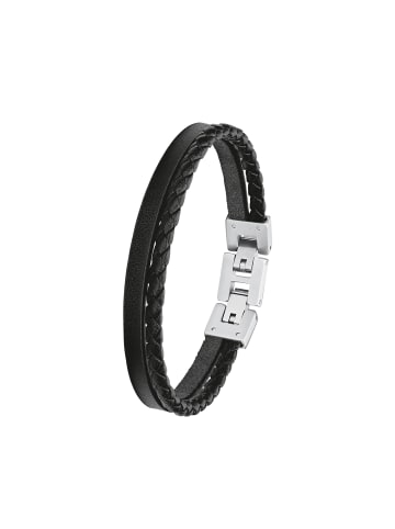 S. Oliver Jewel Armband Edelstahl, Leder in Schwarz