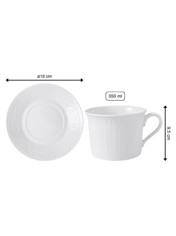 Villeroy & Boch 2er Set Cappuccino Tasse mit Untertasse Cellini 350 ml in weiß