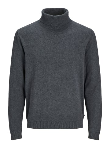 Jack & Jones Rollkragenpullover aus Feinstrick mit Logo-Patch in Dunkelgrau