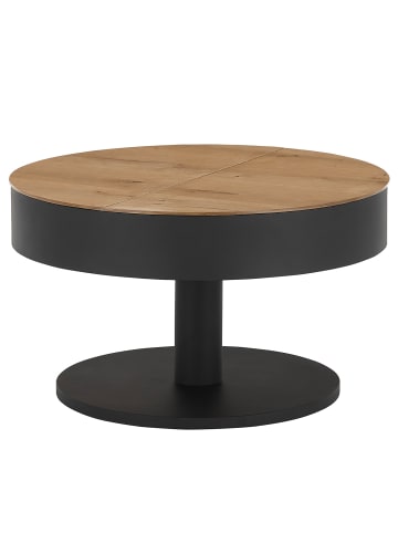 home24 home24 Funktionaler Couchtisch aus Holzwerkstoff und Metall in Eiche Dekor / Schwarz - 115 x 44 x 87 cm in Braun