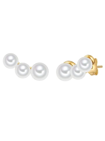 Valero Pearls Perlen-Ohrstecker Sterling Silber Süßwasser-Zuchtperle in gelbgold