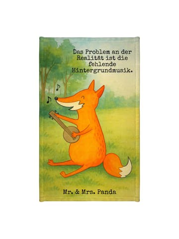 Mr. & Mrs. Panda Handtuch Fuchs Gitarre Design mit Spruch in Weiß