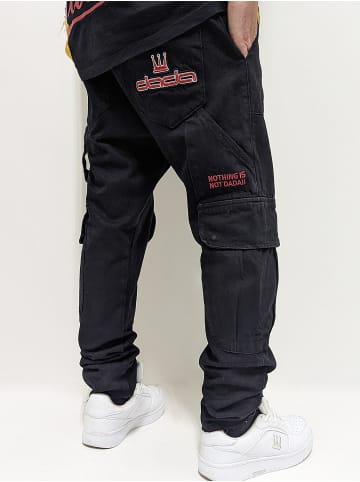 DADA Cargo Baggy Denim Jeans mit Logo Stitching Worker in Schwarz