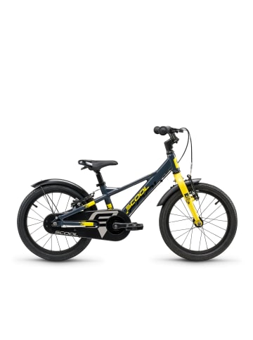 S'COOL Kinderfahrrad - XXlite EVO 16 Zoll 1-Gang | ab 4 Jahre - Dark Grey/Yellow