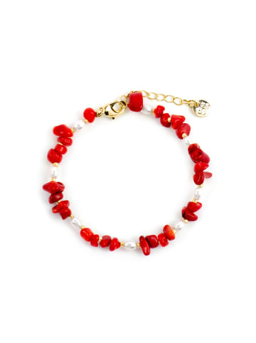 Luxenter Armband mit 18-karätigem Gelbgold-Finish und Koralle – Wenfa