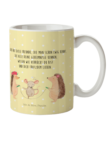 Mr. & Mrs. Panda Kindertasse Igel Seilhüpfen mit Spruch in Gelb Pastell