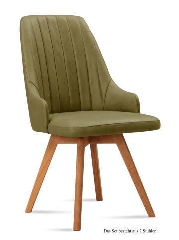 58 aufm Kessel ESSZIMMERSTUHL (2er-Set) Domka 52x91x60 Eiche geölt/Olivgrün