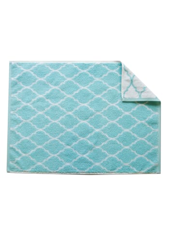 Framsohn 2er Set: Zwirnfrottier Badematte "Fliesen" in blau (L) 70 x (B) 50 cm