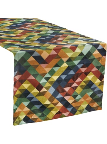 Sander Jacquard, Gewebt Tischläufer Salsa in bunt-blau