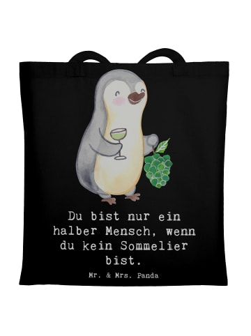 Mr. & Mrs. Panda Tragetasche Sommelier Herz mit Spruch in Schwarz