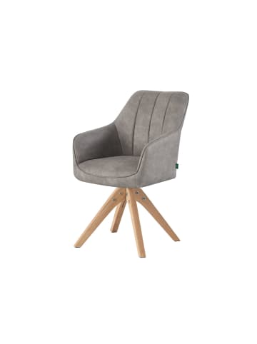 DUBI Möbel 2er-Set: Drehstuhl THOMAS-ELLY in Wildleder-Grau - (B)57 x (H)85 x  (T)62 cm