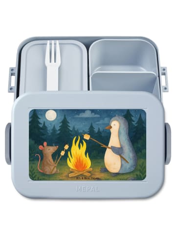 Mr. & Mrs. Panda Vesperbox Pinguin Lagerfeuer Design ohne Spruch in Blau Pastell