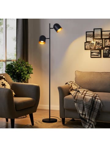 ZMH Stehlampe 2-flammige E14 in schwarzgold Metall