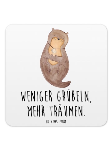 Mr. & Mrs. Panda Untersetzer für Gläser Otter Muschel mit Spruch in Weiß