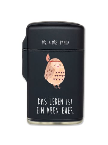 Mr. & Mrs. Panda Gasfeuerzeug Eule Federschmuck mit Spruch in Schwarz