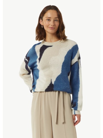 comma Strickpullover langarm in Blau-mehrfarbig