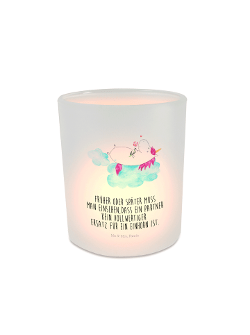 Mr. & Mrs. Panda Outdoor Windlicht Einhorn Verliebt mit Spruch in Transparent