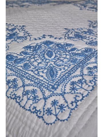 Rice Bauwolle Tagesdecke Baumwolldecke in blau