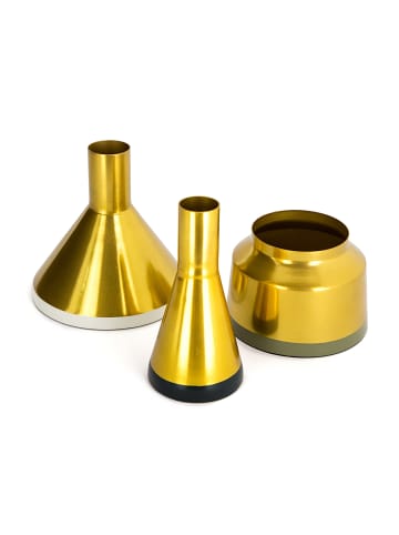 Kayoom 3tlg. Set Vase Charmian in Gold / Weiß / Grün / Grau