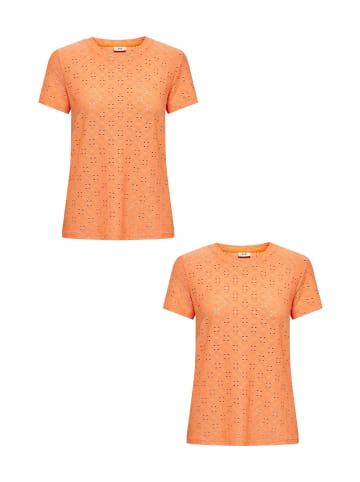 JACQUELINE de YONG Shirt 2er-Set Kurzarm Rundhals T-Shirt in Neon Orange