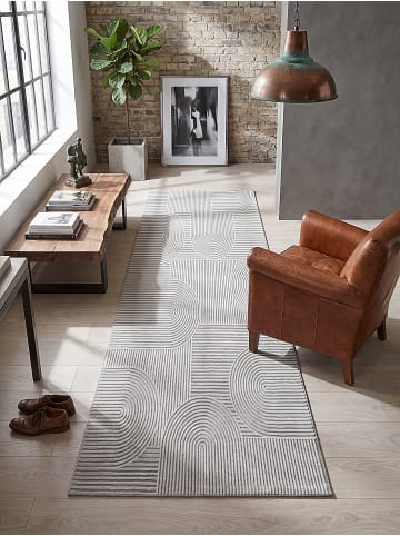 KADIMA DESIGN ERESMA Teppich Kurzflor Grau 80x150 Geometrisch Polyester Wohnzimmer in Grau