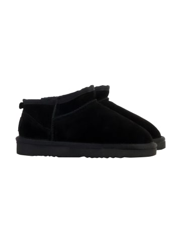 natural world Media Merino Leder-Halbstiefel im Hausschuh-Stil Schwarz