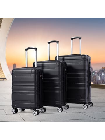 ABRIHOME 3er Hartschalen Koffer Set mit TSA-Schloss und Universalrad in Schwarz