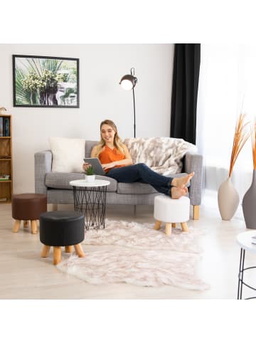 relaxdays Hocker in Braun - (H)30 x Ø30 cm