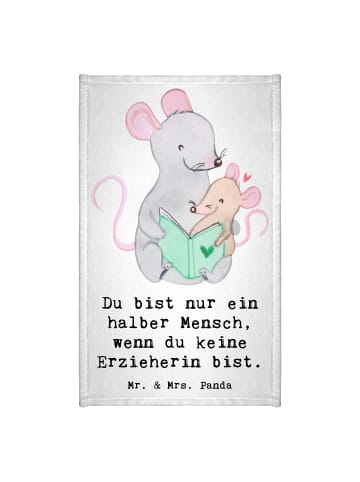 Mr. & Mrs. Panda Gästehandtuch Erzieherin Herz mit Spruch in Weiß
