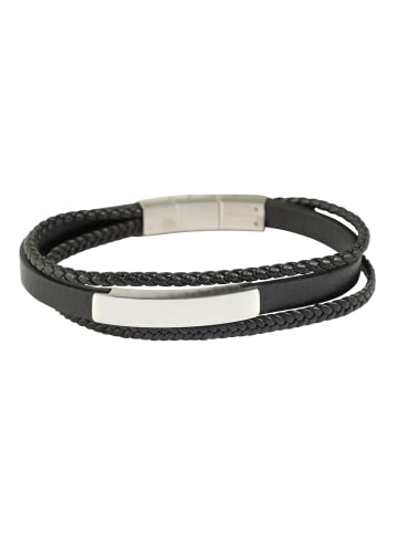 Adeliás Herren Armband – Lederarmband aus Leder 21 cm in schwarz