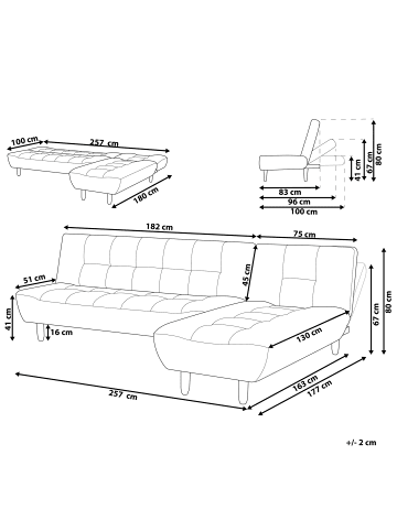 Beliani Modulsofa ALSTEN in Beige/Braun - (W) 257 x (H) 41 x (L) 161 cm