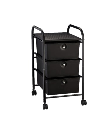 Badrollwagen "3 Schubladen" in Schwarz - (B)33 x (H)60 x (T)39 cm