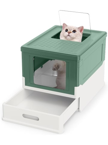 COSTWAY Katzenklo aus PP faltbar bis 10 kg in Grün