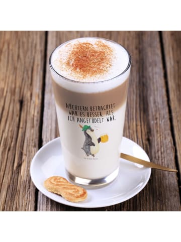 Mr. & Mrs. Panda Blümchentailglas Pinguin Bier mit Spruch in Transparent