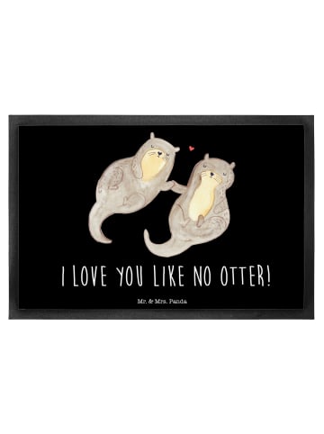 Mr. & Mrs. Panda Schmutzmatte Otter Hände halten mit Spruch in Schwarz