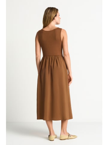 Rich & Royal Scuba Mat Mix Parachute Dress in Coconut Bark