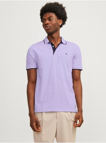 Jack & Jones Polo Shirt JJEPAULOS Sommer Hemd Kragen Pique Cotton in Lila