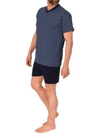 NORMANN kurzarm Schlafanzug Shorty Pyjama print - 77239 in navy