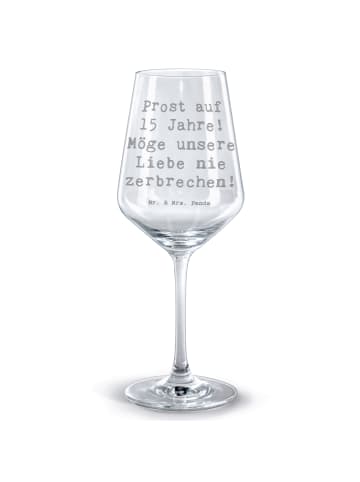 Mr. & Mrs. Panda Weinkelch Spruch 15. Hochzeitstag Gläserne Hoch... in Transparent