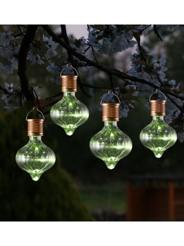 MARELIDA 4er Set LED Solar Glühbirnen orient H: 11,7cm in grün